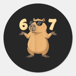 Sticker Rond 67 Capybara Meme 6 7 Esthétique pour enfants jeune