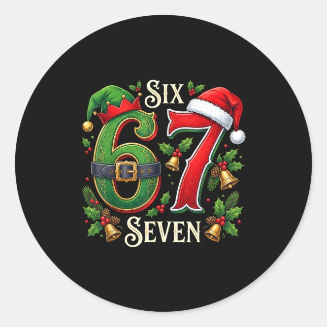 Sticker Rond 67 Christmas Funny 6 7 Meme Six Seven Xmas Boys Ki (Devant)