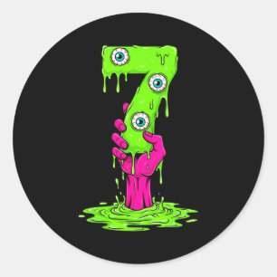 Sticker Rond 67 Déguisement Halloween Drôle Numéro 7 Sept Mème