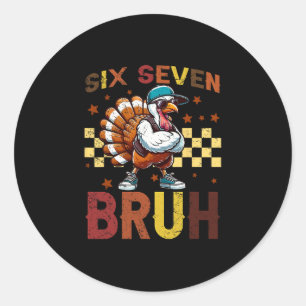 Sticker Rond 67 drôle de Thanksgiving Six Sept Mème Brainrot Di