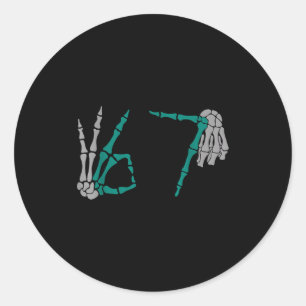 Sticker Rond 67 drôles six sept gen meme squelette vibess