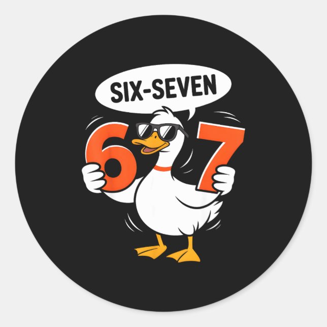 Sticker Rond 67 Duck Meme Funny Six Seven Gen Alpha Slang Cool  (Devant)