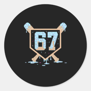 Sticker Rond 67 Glace Dégoulinante Bysebyll Mème Drôle Six Sept