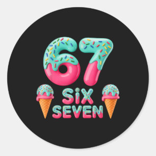 Sticker Rond 67 Glace qui Dégouline Mème Drôle Six Sept Générat