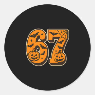 Sticker Rond 67 Halloween Six Seven Brainrot Mème Garçons Enfan