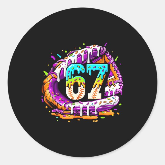 Sticker Rond 67 Ice Cream Drip Funny Six Seven Player 67th Birt (Devant)