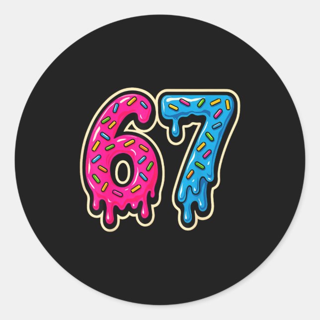 Sticker Rond 67 Ice Cream Meme Six Seven  (Devant)