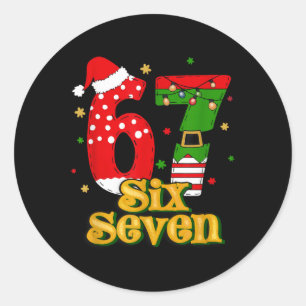 Sticker Rond 67 Mas Meme Candy Cane Six Seven Enfants Hommes Fe