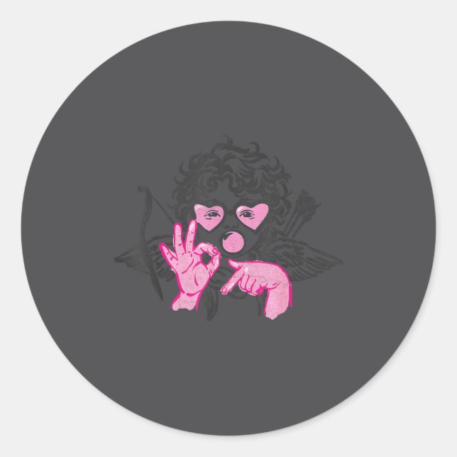 Sticker Rond 67 Meme Cud Hands Bubble Gum Six Seven Meme Valent (Devant)