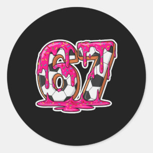 Sticker Rond 67 Meme de dégénérescence cérébrale Soccer Ice Cre