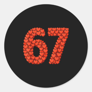 Sticker Rond 67 Meme de la Saint-Valentin Six Sept Cœurs Garçon