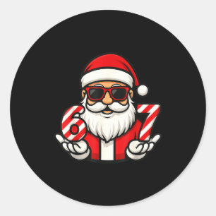 Sticker Rond 67 Meme de Noël Six Santa drôle 