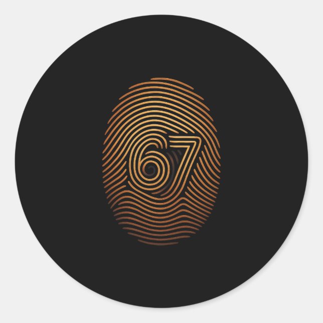 Sticker Rond 67 Meme Empreinte Digitale Cachée Gen Z Alpha 6 7  (Devant)