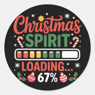 Sticker Rond 67 Meme Esprit de Noël Chargement 67% Six Sept Pou