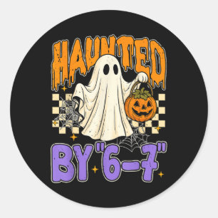 Sticker Rond 67 Meme Halloween Hanté- Fantôme Et Citrouille Drô