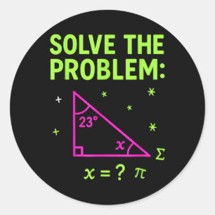 Sticker Rond 67 mème mathématique résoudre le problème enseigna