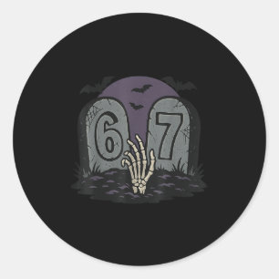 Sticker Rond 67 Mème Squelette Halloween Soky - Six Sept Généra