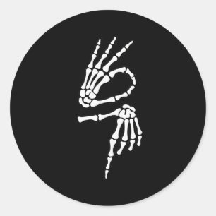 Sticker Rond 67 Meme Squelette Main 6 7 Halloween Six Sept