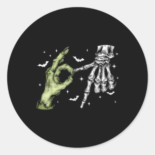 Sticker Rond 67 Meme Squelette Main Zombie 6 7 Halloween Six Se