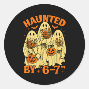 Sticker Rond 67 Meme Tendance Fantôme Halloween Drôle Six Sept