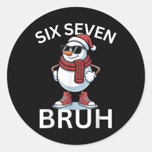 Sticker Rond 67 Noël Drôle Six Sept Mème Brainrot Bonhomme de N