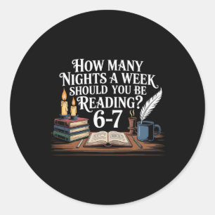 Sticker Rond 67 Nuits de Lecture Meme Pour Bibliophiles Anglais