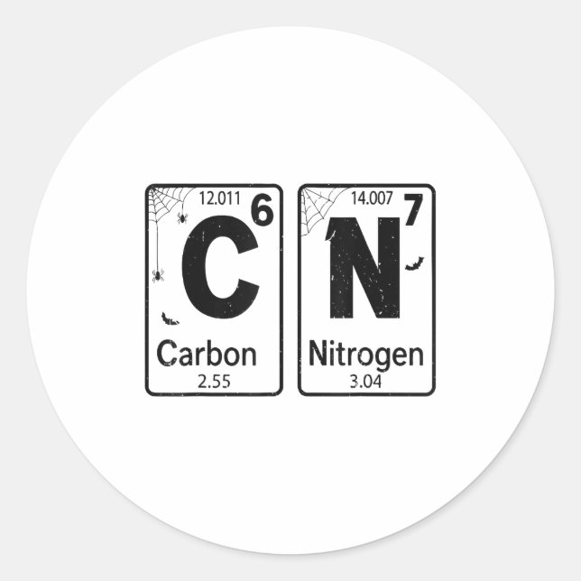 Sticker Rond 67 Periodic Table Halloween Costume Mad Scientist  (Devant)