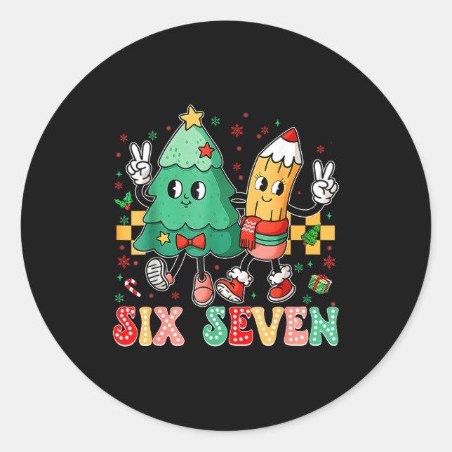 Sticker Rond 67 Shirt For Teachers 67 Meme Six Seven Christmas  (Devant)