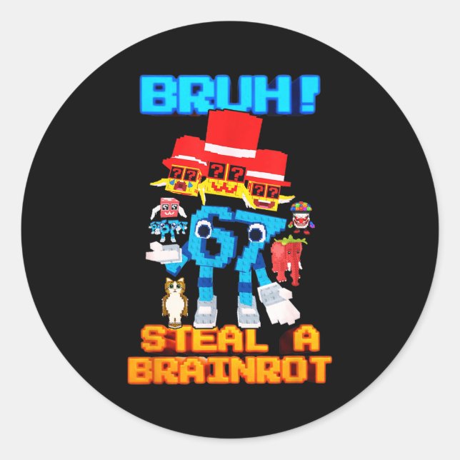 Sticker Rond 67 Six Seven 6-7 - Funny Steal Brainrot Kids Gamin (Devant)