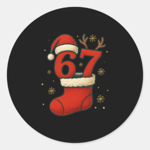 Sticker Rond 67 Six Seven Drôle Gén Alpha Meme Noël 2025