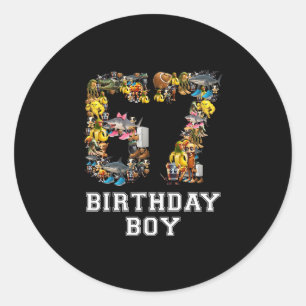 Sticker Rond 67 Six Seven Garçon d'anniversaire Italien Brainro