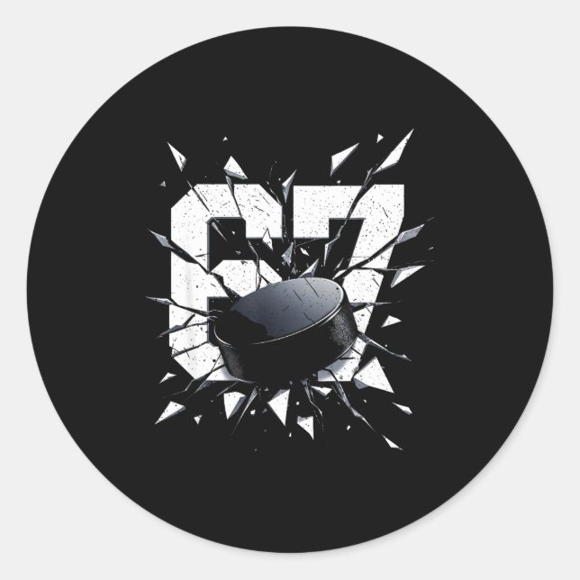 Sticker Rond 67 Six Seven Hockey Gen Alpha Brainrot Meme  (Devant)