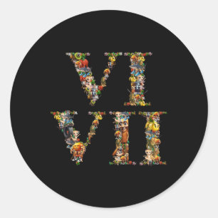 Sticker Rond 67 Six Seven Italian Brainrot Chiffre Romain Mème