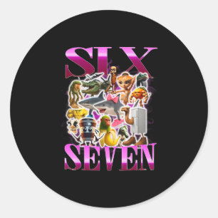 Sticker Rond 67 Six Seven Meme d'anniversaire Viral Brainrot It