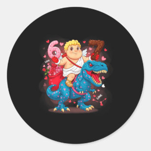 Sticker Rond 67 T-rex Saint-Valentin Mème Drôle Cupidon Six Sep
