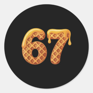 Sticker Rond 67 Waffles Mème Drôle Six Sept Argot