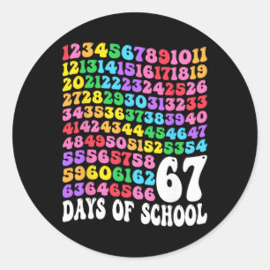 Sticker Rond 67e jour d'école enseignant enfants 67 maths nombr