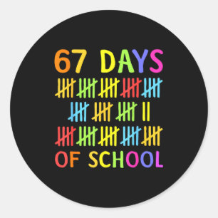 Sticker Rond 67e jour d'école enseignant enfants 67 maths nombr