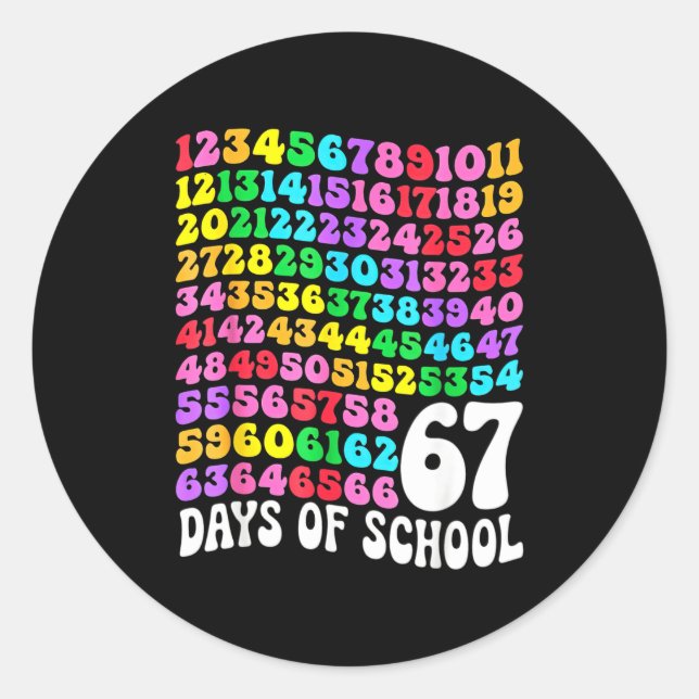 Sticker Rond 67th Day Of School Teacher 67 Days Math Numbers  (Devant)