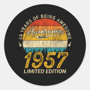 Sticker Rond 68 Ans 1957 Retro Awesome 68e anniversaire Cadeau