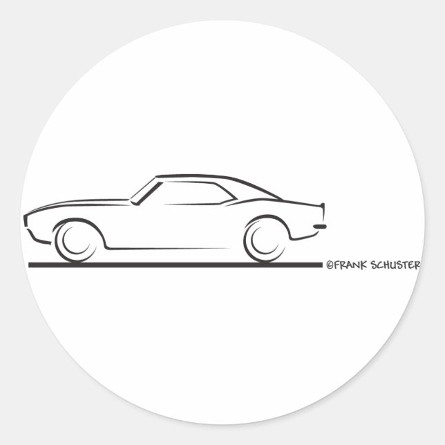 Sticker Rond 68 Camaro dur dessus NOIR (Devant)