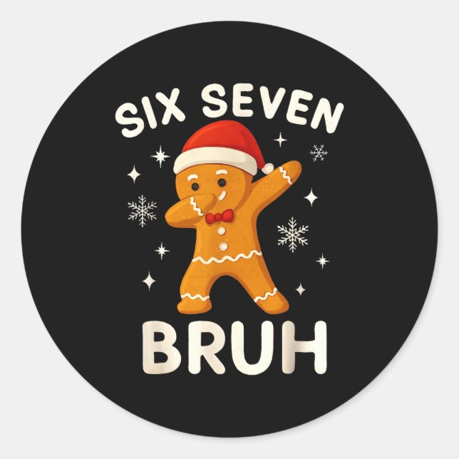 Sticker Rond 6 7 Bruh Christmas Gingerbread 67 Brainrot Boys Fu (Devant)