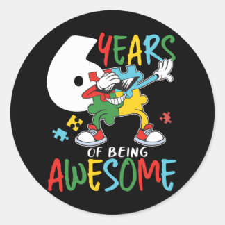 Sticker Rond 6 Anniversaire Garçon Ou Sensibilisation sur l'aut