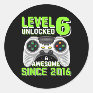 Sticker Rond 6 Déverrouillé Awesome 2016 jeu vidéo 6e anniversa