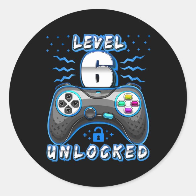 Sticker Rond 6 Jeu vidéo déverrouillé 6e Jeu d'anniversaire Gar (Devant)