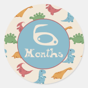 Sticker Rond 6 mois d'étape importante de dinosaure