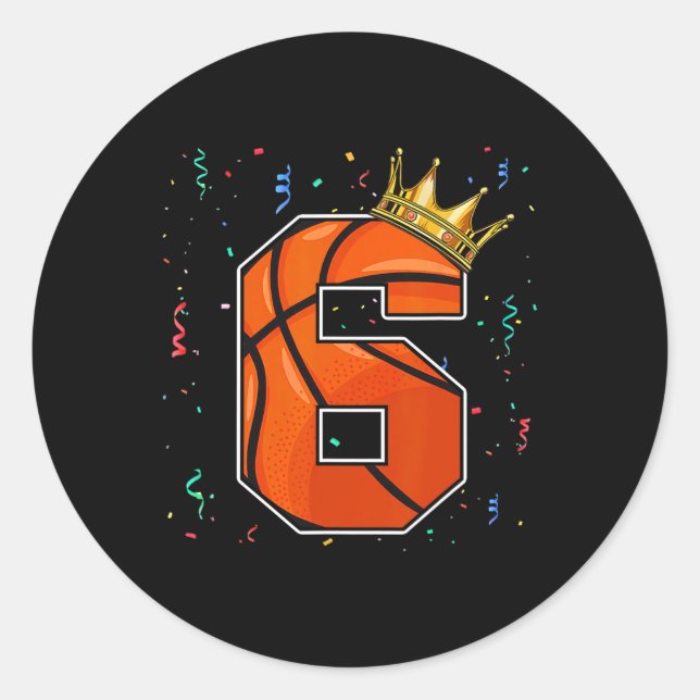Sticker Rond 6e anniversaire Basketball Big Numéro 6 année Garç (Devant)
