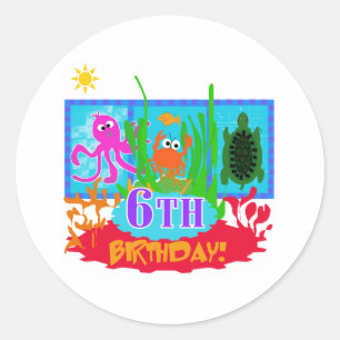 Sticker Rond 6e anniversaire d'aventure sous-marine