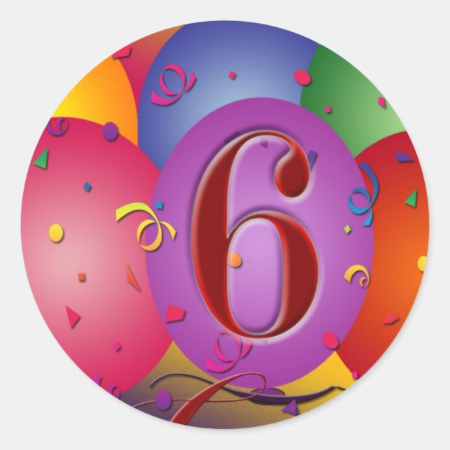 Sticker Rond 6èmes ballons heureux d'anniversaire ! (Devant)