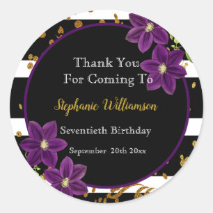 Sticker Rond 70e anniversaire Black and Gold Parties scintilla